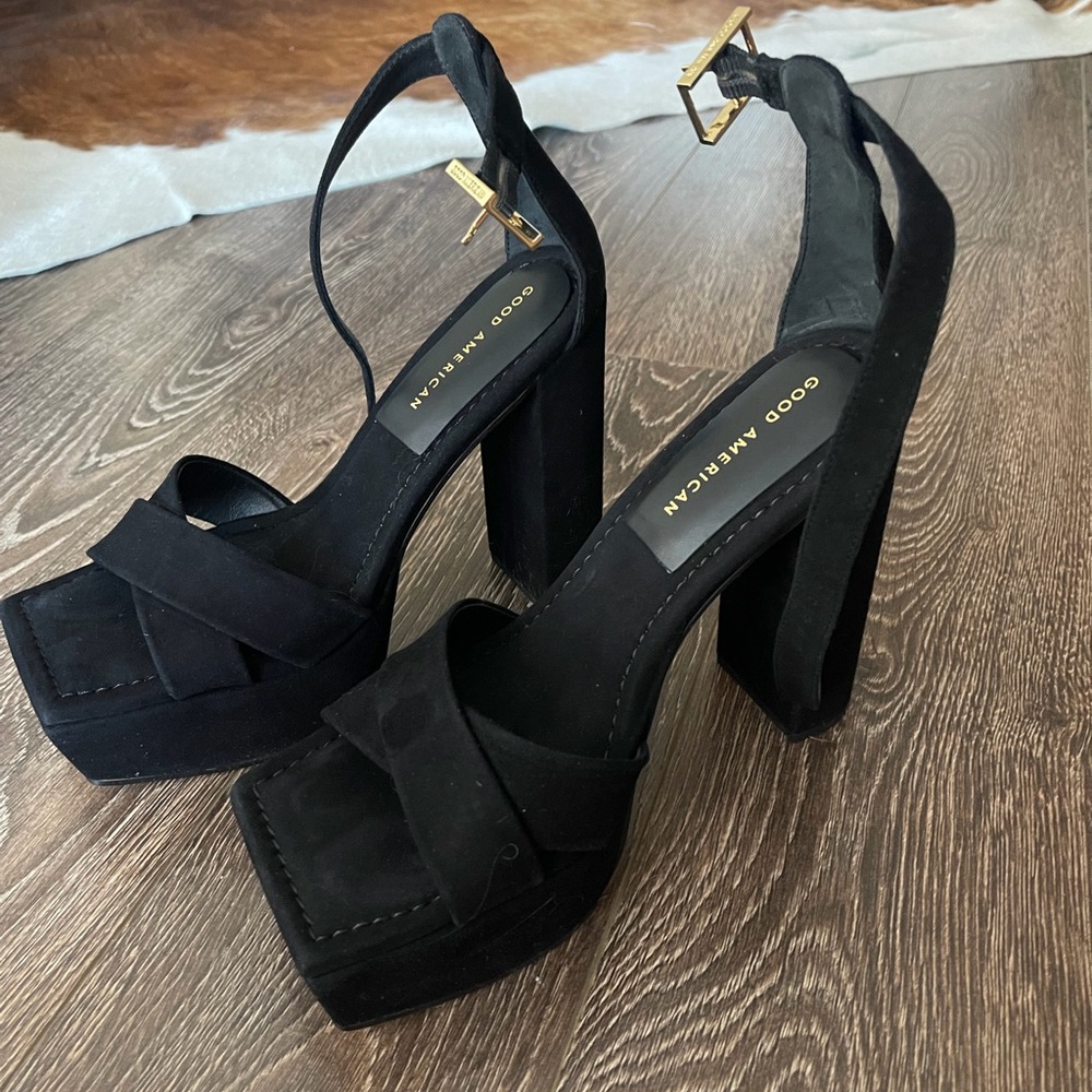 Good American Black Platform Heels- Never worn
